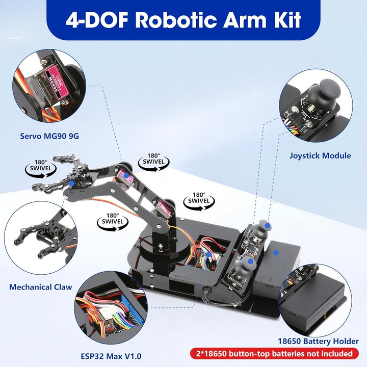 4DOF Roboterarm-Kit für Kinder, kompatibel mit Arduino IDE, Programmierung ESP32 Smart Robot Arm Bui