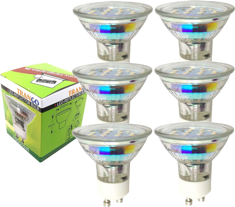 Trango 6er Set LED Einbaustrahler 6729-066SB in Weiss Eckig incl. 6x 3 Watt 3000K warmweiss GU10 LED