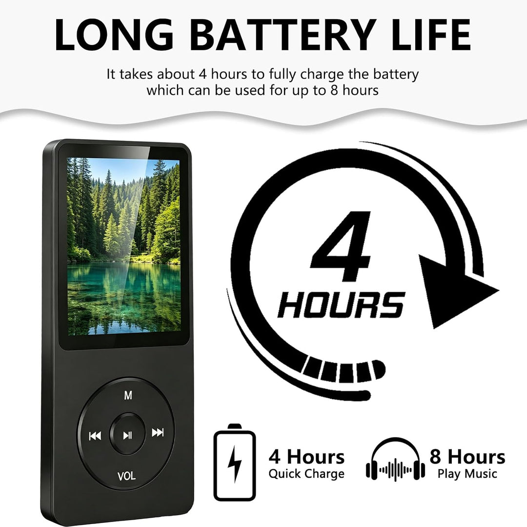 MP3 Player Bluetooth 5.3 128GB mit Lautsprecher, HiFi Musikplayer Tragbar 70H Akku, MP3 Player Sport