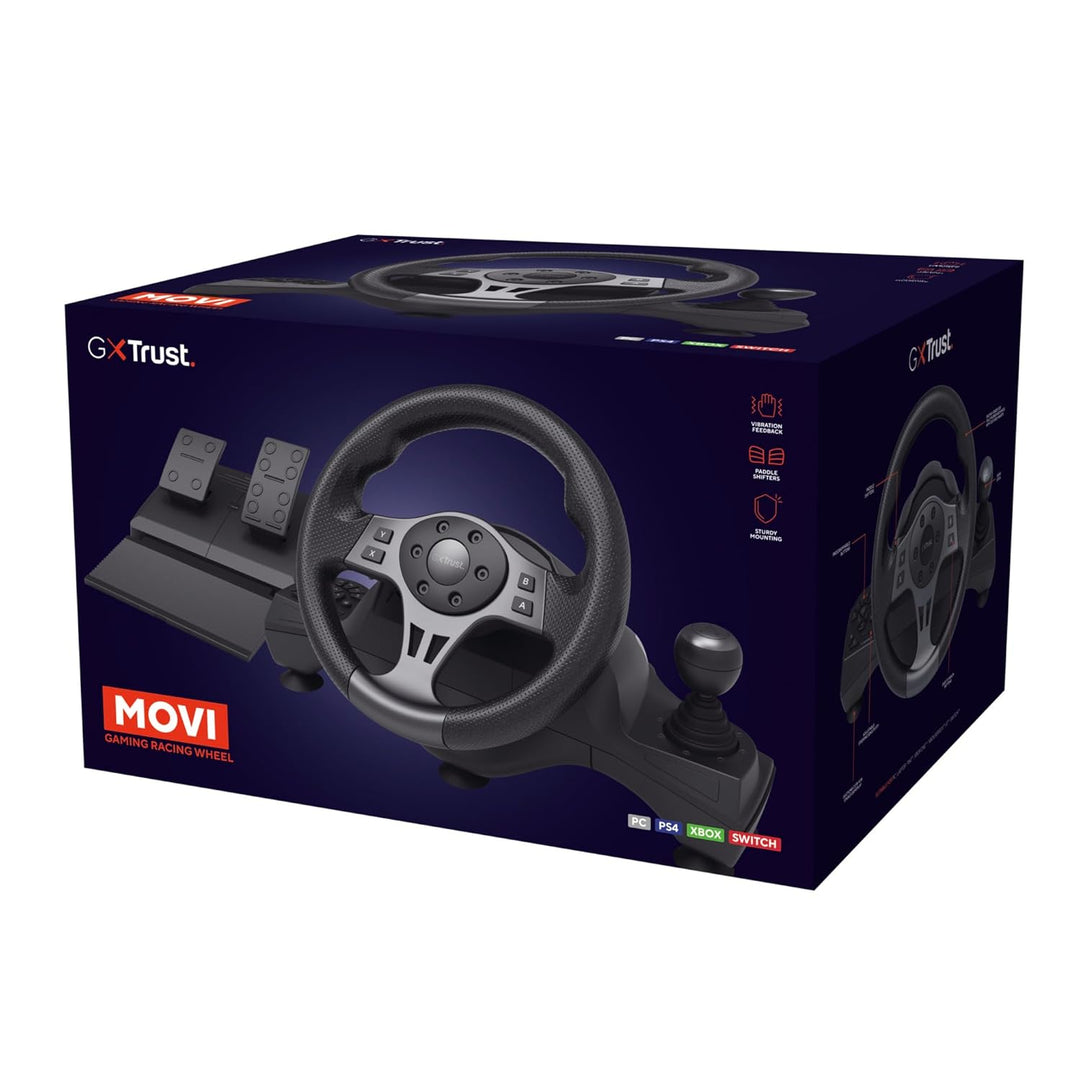 Trust GXT 289 Movi Gaming Lenkrad PC, Xbox Series X/S, PS4, Nintendo Switch, Racing Wheel mit Pedale