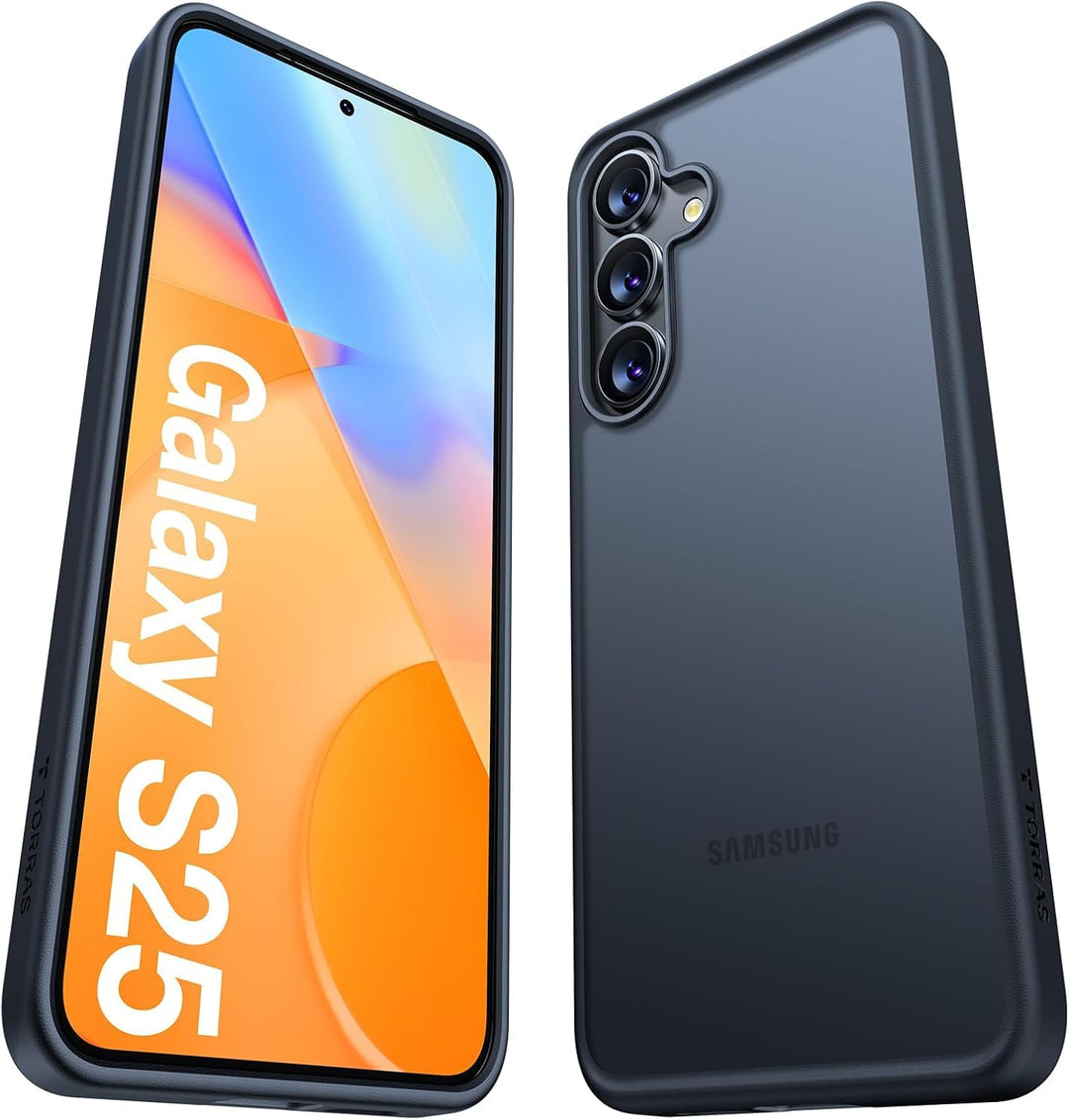 TORRAS Guardian für Samsung Galaxy S25 Hülle, Matt Schwarz | 360° Airbag absorbiert 92,5% Aufprallkr