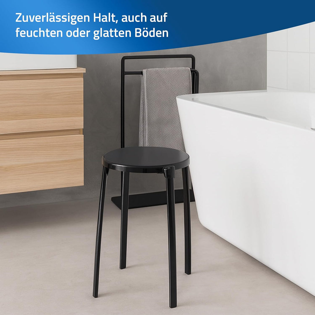 RIDDER – Bad-Hocker Max Ø 30x46,5cm, schwarz, PP/Stahl | Stabiler Duschhocker mit rutschfesten Füsse