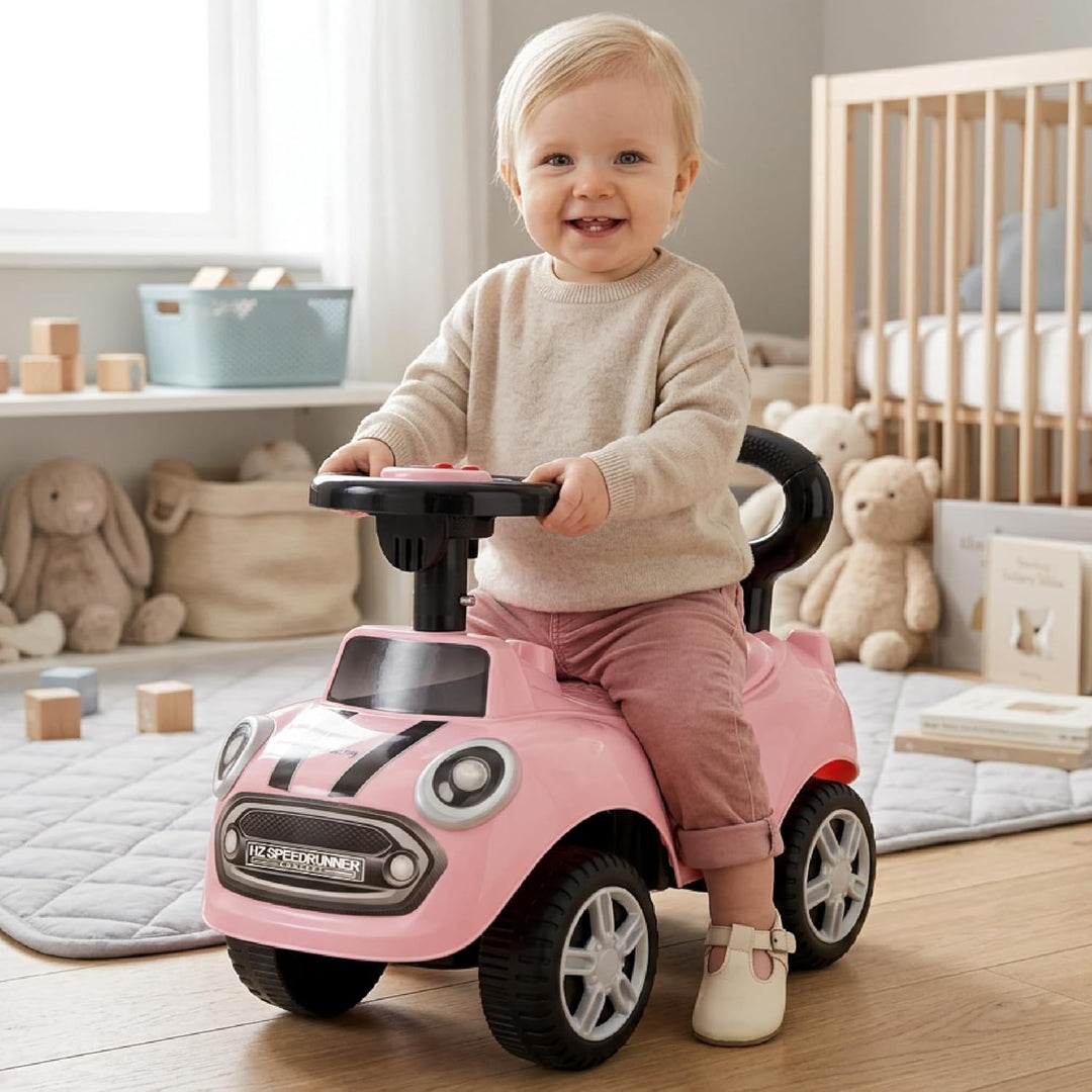 Rutschauto ab 1 Jahr, Lauflernwagen, Kinderauto Indoor, Rutschfahrzeug mit Klängen (Rosa), Rosa