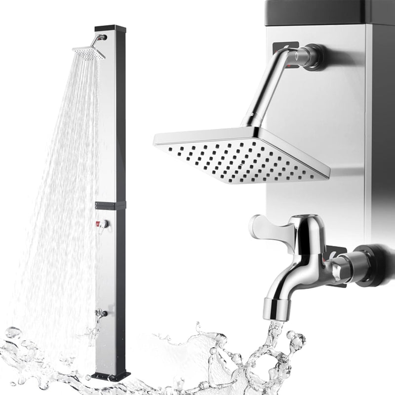Strattore Solardusche Gartendusche 40 Liter - Warmes Wasser max. 60°C - Ohne Stromanschluss - Mit Fu