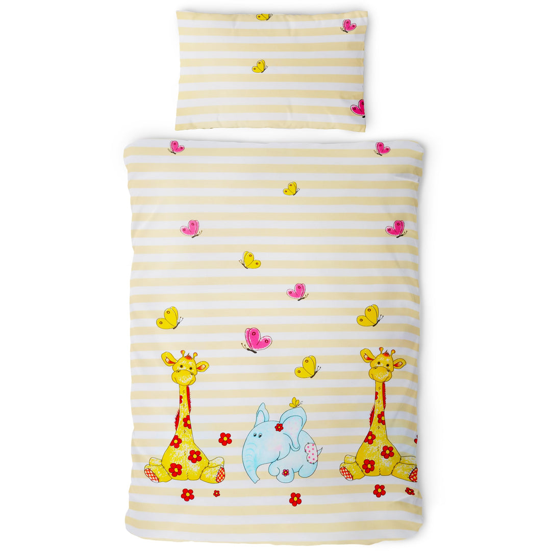 Gräfenstayn® 2-tlg. Kinderbettwäsche Set mit Tiermotiv und integriertem Reissverschluss - aus 100% B