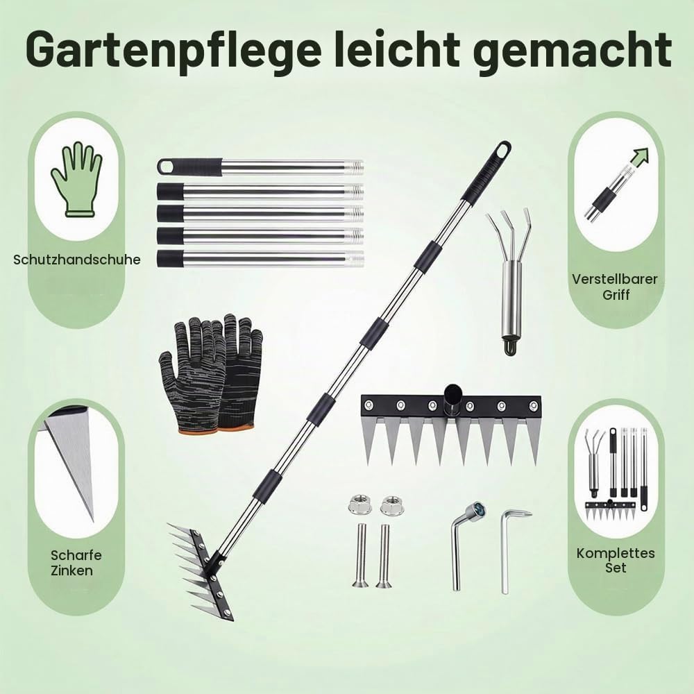 Unkrautstecher mit Langem Stiel 185cm, Garden Harke, Mehrzweck Garten Unkraut Werkzeug, Unkrautreche