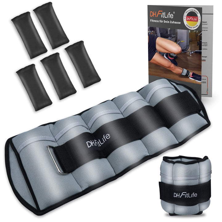 DH FitLife 2er-Set Fussgelenk Gewichtsmanschetten mit verstellbaren Gewichten für Beine | 2 Variatio