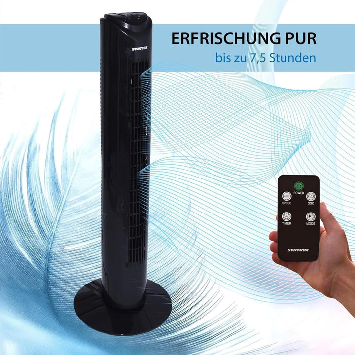 Syntrox Oszillierender Turmventilator Spruzzio | Tower Fan | Standventilator, inklusive Fernbedienun