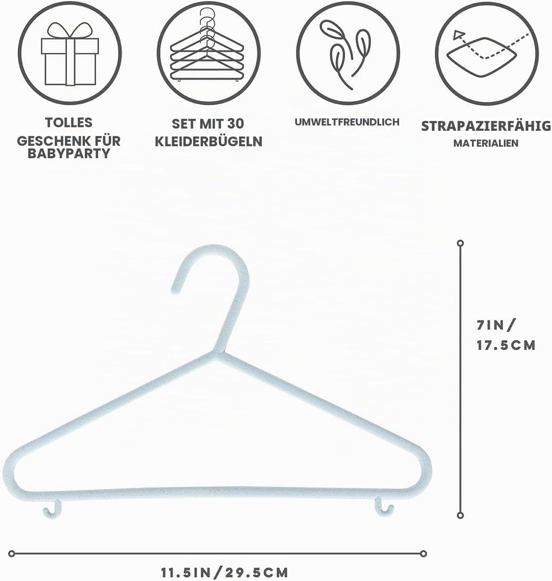 3 Sprouts - Kleiderbügel für Kinder – Baby und Kleinkinderkleidung - Nachhaltige Kleiderbügel aus We