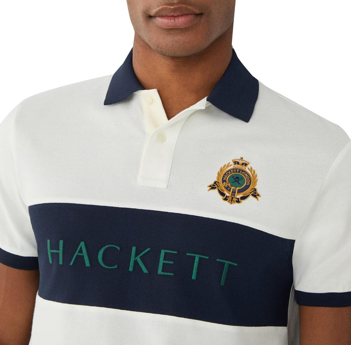 Hackett London Herren Heritage Panel Polo Polohemd XXL White (White), XXL White (White)