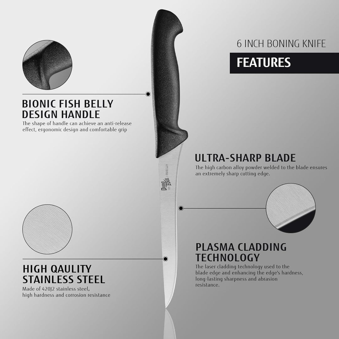dimoedge Profi Kochmesser Fleischermesser, Metzgermesser Premium Edelstahl mit Klinge 20 cm, Scharfe
