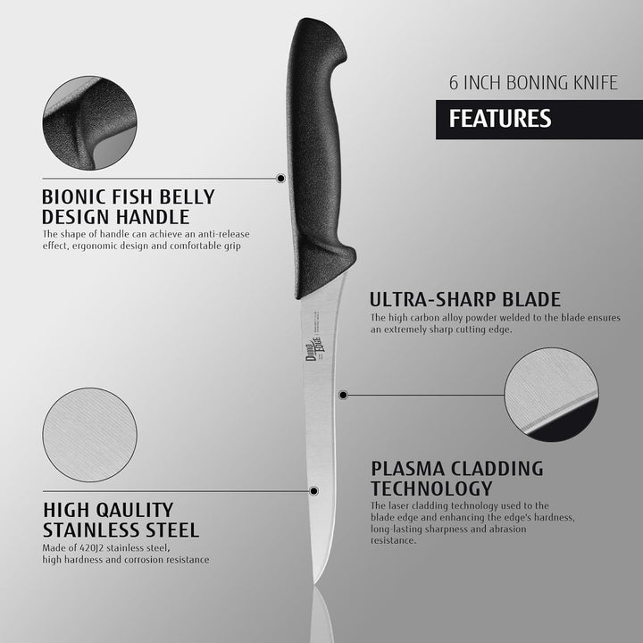 dimoedge Profi Kochmesser Fleischermesser, Metzgermesser Premium Edelstahl mit Klinge 20 cm, Scharfe