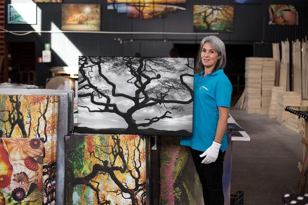 Startonight Leinwandbilder Schwarz und Weiss Sonnenuntergang Hinter dem Baum, Doppelansicht Überrasc