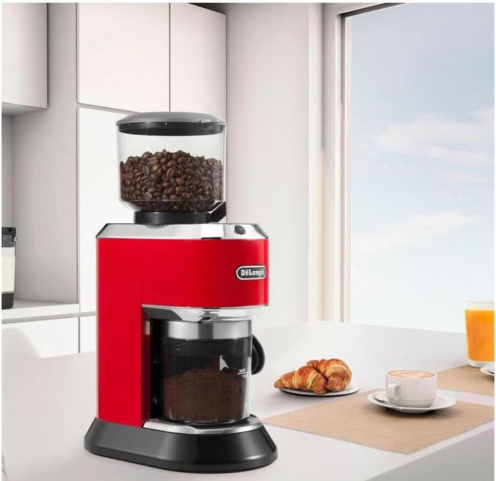 De'Longhi KG520.R Dedica Elektrische Kaffeemühle 18 Mahlgrade Kapazität 350g bis 14 Tassen