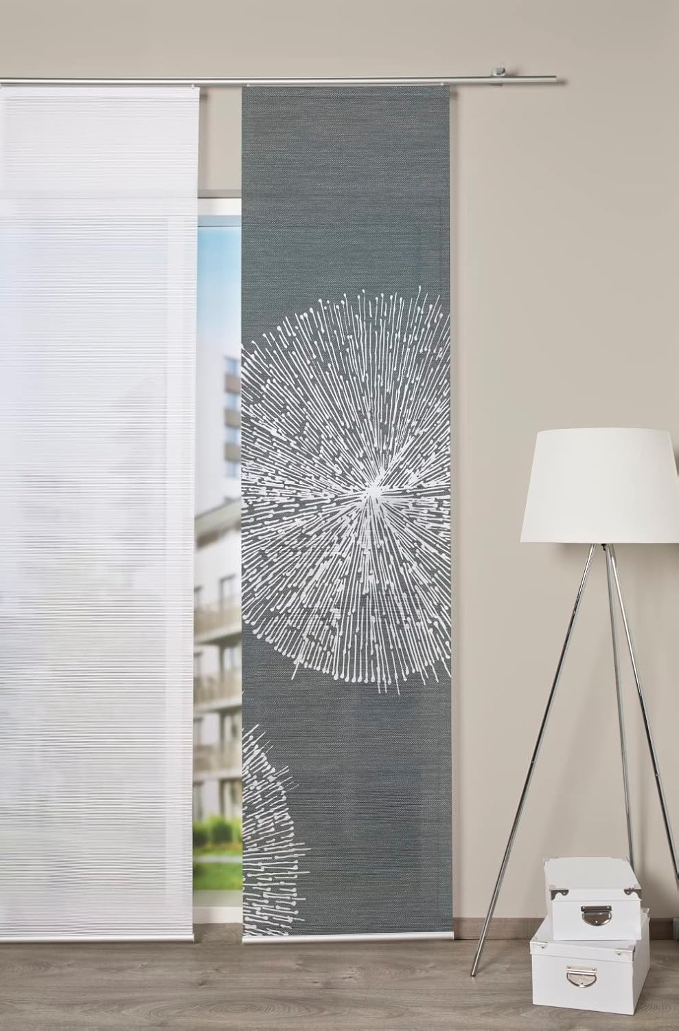VISION S 84559 | Schiebegardine CRESTON III | halb-transparenter Stoff in Bambus-Optik | 260x60 cm |