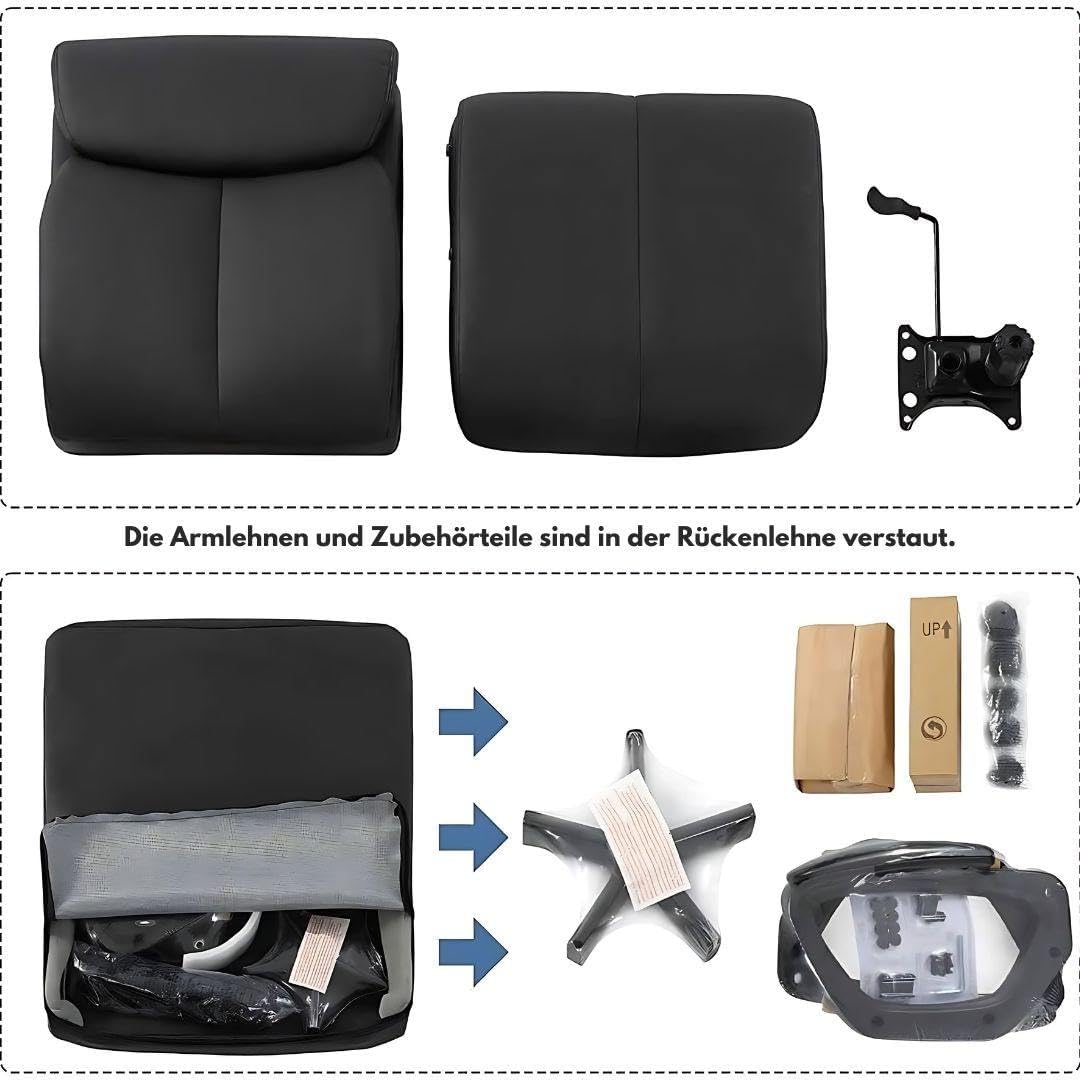 Ergonomischer Bürostuhl - Höhenverstellbar, Komfortabel mit Wippfunktion und Netzrücken. Robustes Me