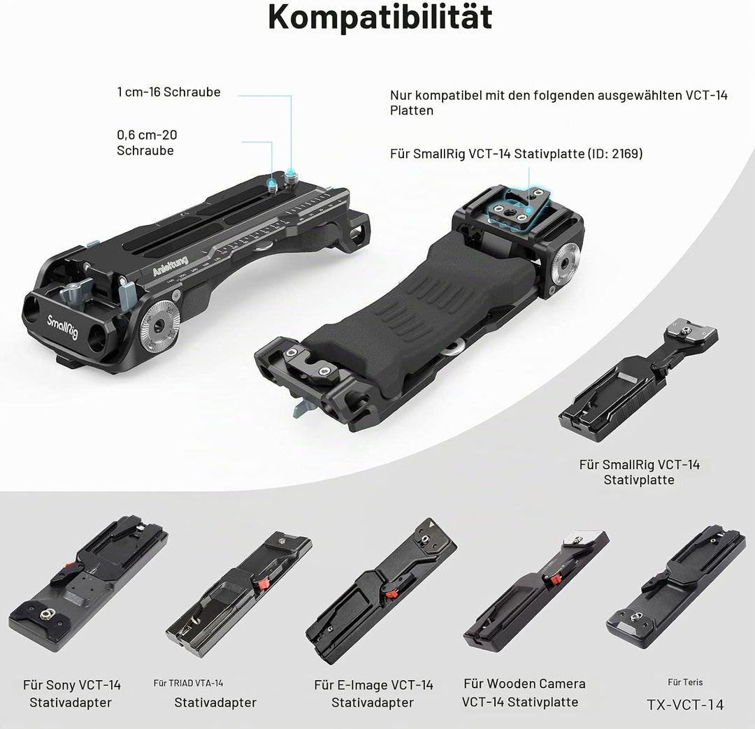 SMALLRIG Schulterplatte mit Schnellverschluss für Sony VCT-14 Stativadapter mit eingebauter Rosetten