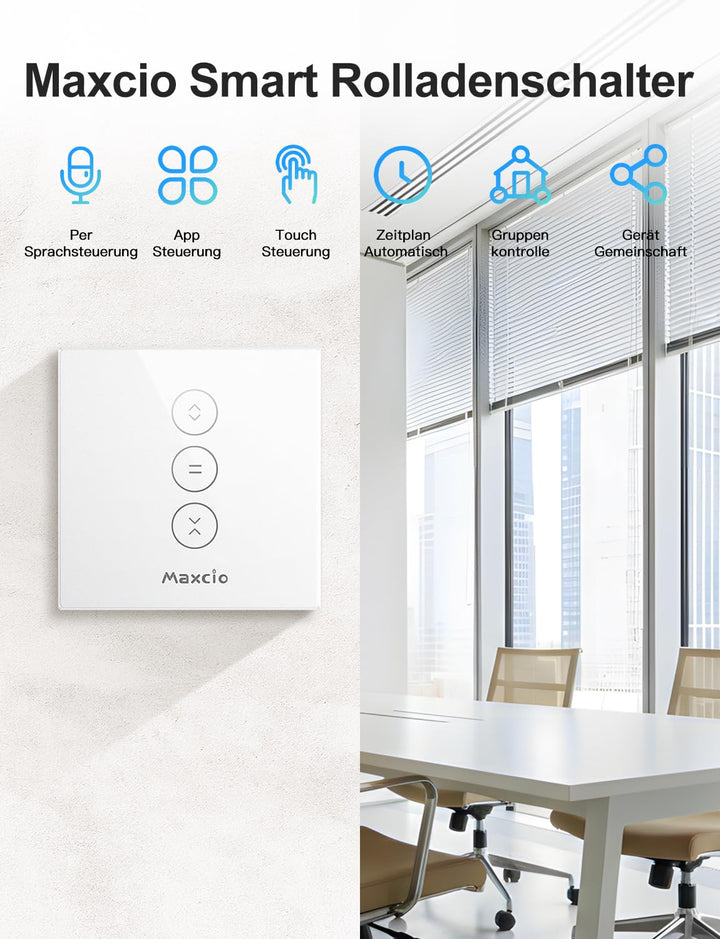 【Schaltbares LED】Smart Rolladen Zeitschaltuhr, Maxcio WiFi Jalousien Vorhang Schalter, Kompatibel mi