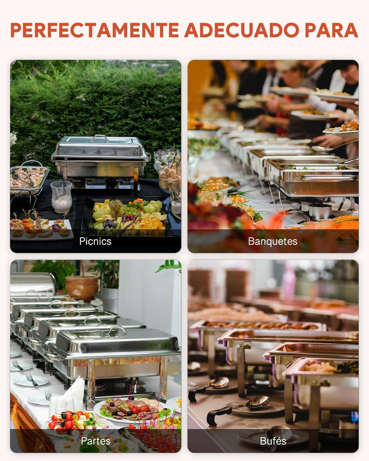 Wilprep Chafing Dish Speisewärmer 9L 4pcs Edelstahl Warmhaltebehälter Wärmebehälter Edelstahl Buffet