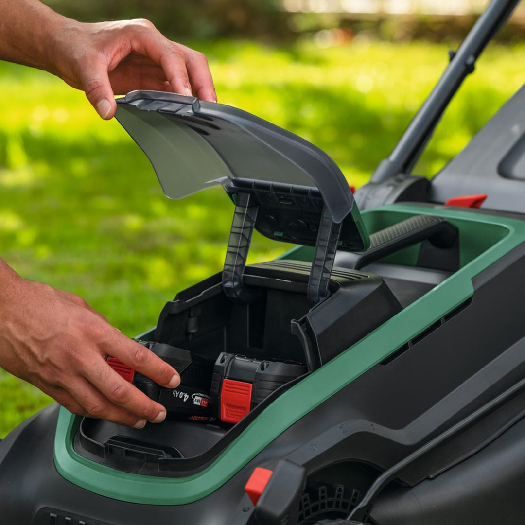 Bosch Akku-Rasenmäher ROTAK18V2-43 (Schnittbreite: 43 cm, Schnitthöhe: 30-75 mm, 40 l Stoff-Grasfang