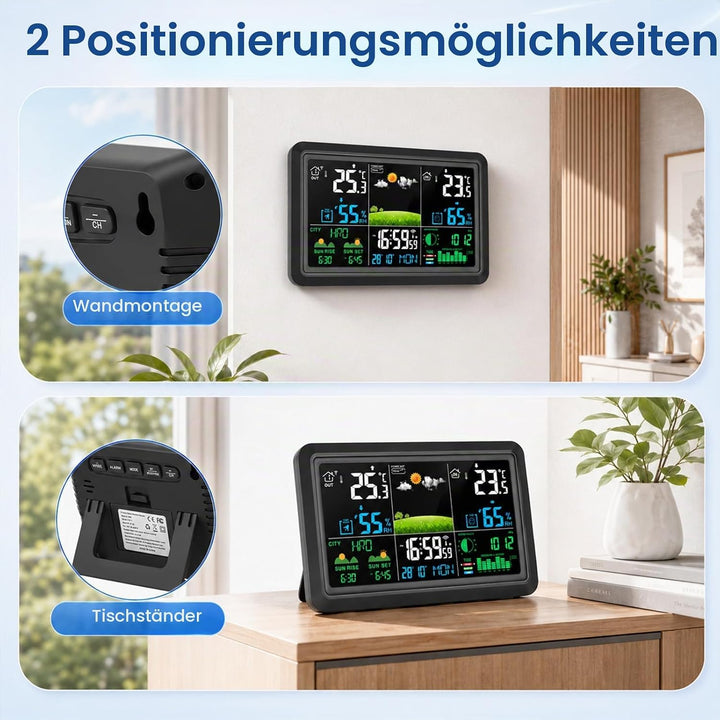 Wetterstation Wlan,Mit Aussensensor & Wettervorhersage,Mit App Tuya Und Smartlife,Batteriebetrieb Un
