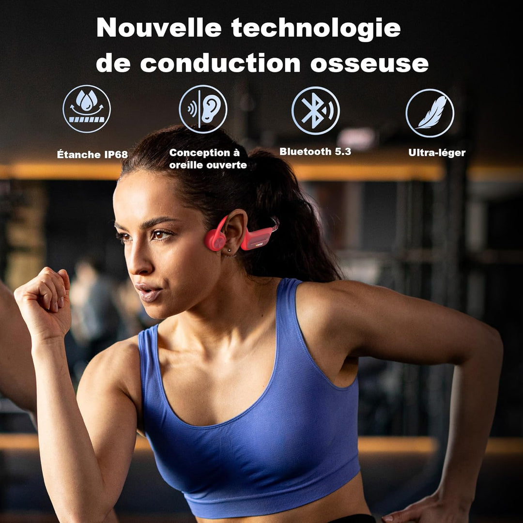 Wantek Knochenschall Kopfhörer Bluetooth 5.4,Open Ear Schwimmen Kopfhörer mit 32GB MP3 Speicher,Kabe