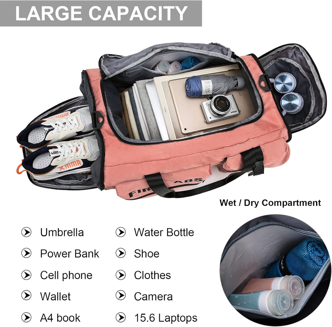 Reisetasche Gross Damen Herren 65L Sporttasche mit Schuhfach und Nass-Trockenfach Large Capacity Tra