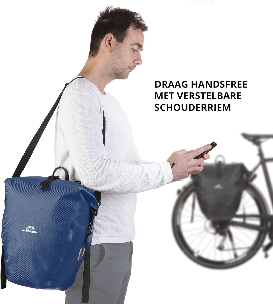 Dutch Mountains Pannier - Fahrrad Gepacktrager - 100% wasserdicht (Blau, 24 ltr) Blau 24 ltr, Blau 2
