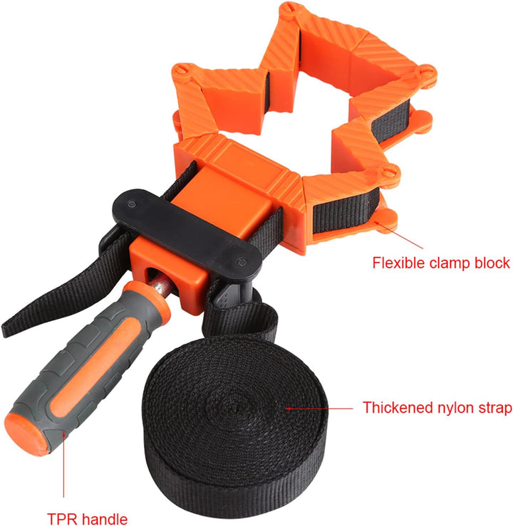 Asixx Bandzwinge, Band Strap Clamp Holzbearbeitungsklammer aus Nylon mit Rutschfeste TPR Griff 35 °