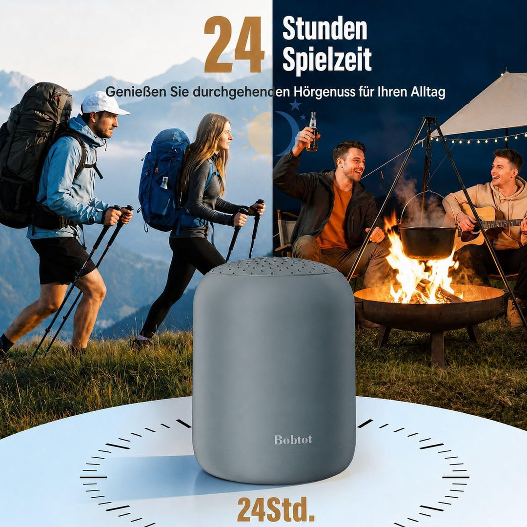 Bobtot Tragbarer Bluetooth-Lautsprecher, kabellos, wasserdicht, 24 Stunden Akkulaufzeit, lauter Ster