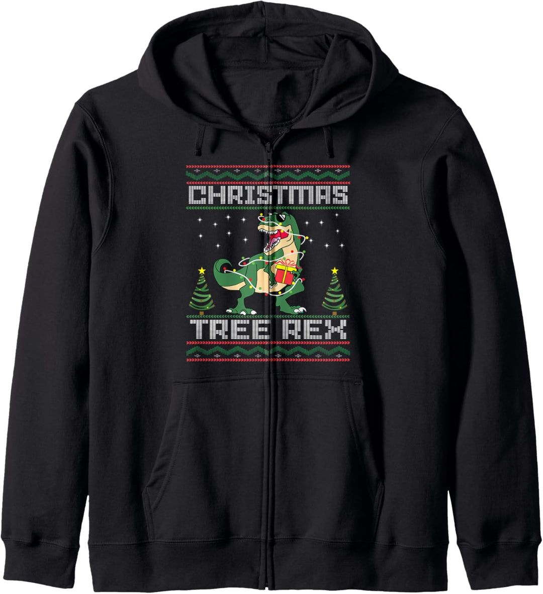 Lustiger T-Rex Ugly Tacky Weihnachtspullover Stil Baum Rex Kapuzenjacke
