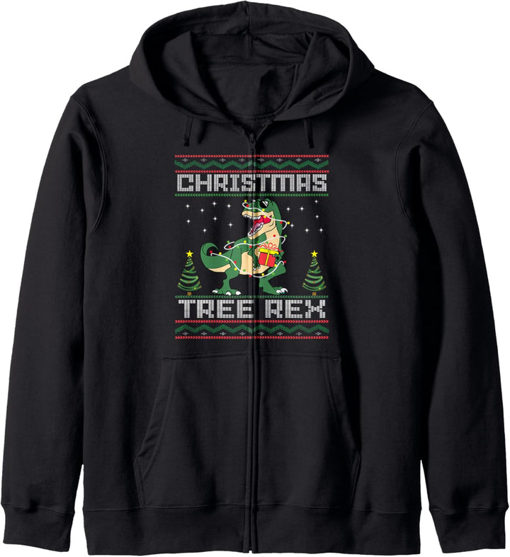 Lustiger T-Rex Ugly Tacky Weihnachtspullover Stil Baum Rex Kapuzenjacke