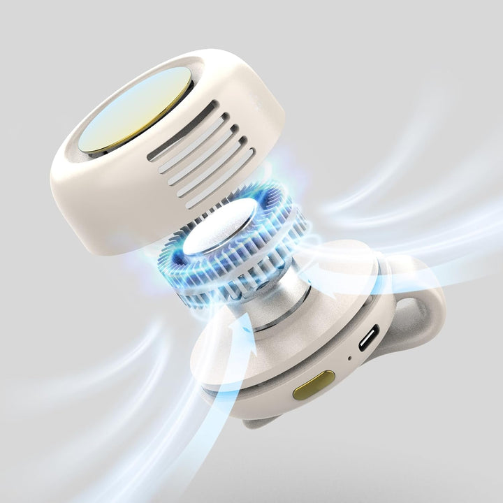 Mini Flügelloser Clip-Ventilator mit 360°, Drehung - Tragbarer USB-C Wiederaufladbarer Hals Taillenv