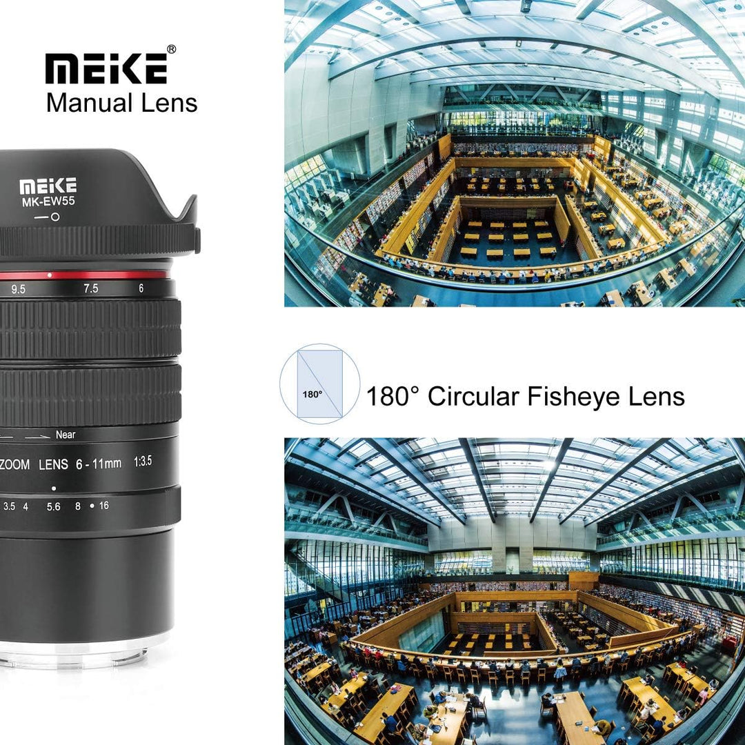Meike MK 6-11mm f3.5 Fisheye Zoom-Objektiv APS-C Sensor Format für Fuji X, für Fuji