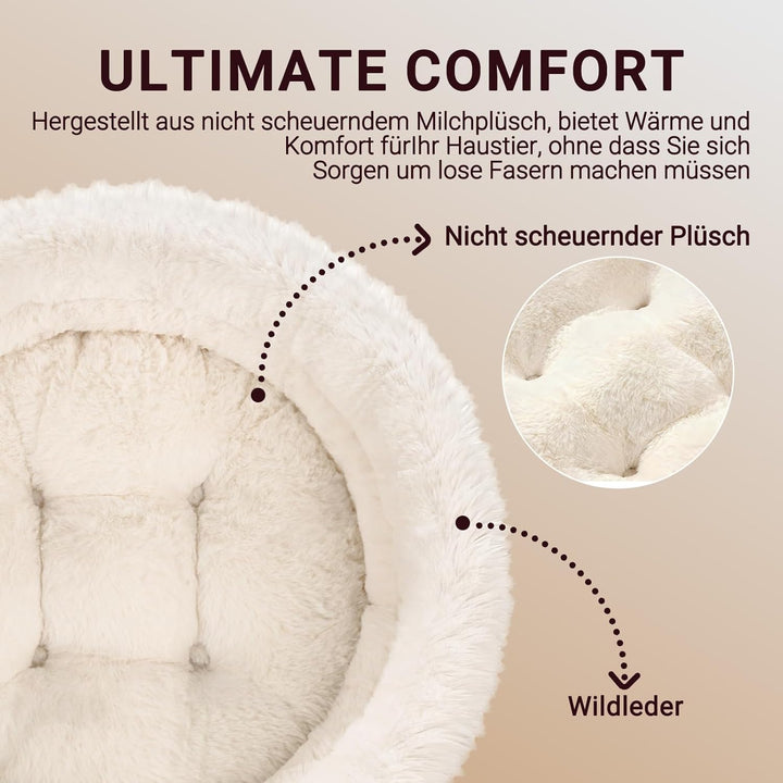 EDMIENS Katzenbett Klein, Katzenbett Flauschig Waschbar, Katzen Bett Indoor, Katzenkissen Braun, Run