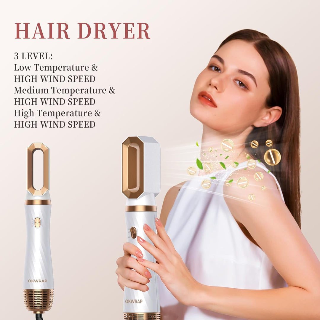 OKWRAP Hair Styler Set, Airstyler 6 In 1 Mit Rundbürstenföhn Haarstyler Warmluftbürste Thermal Brush