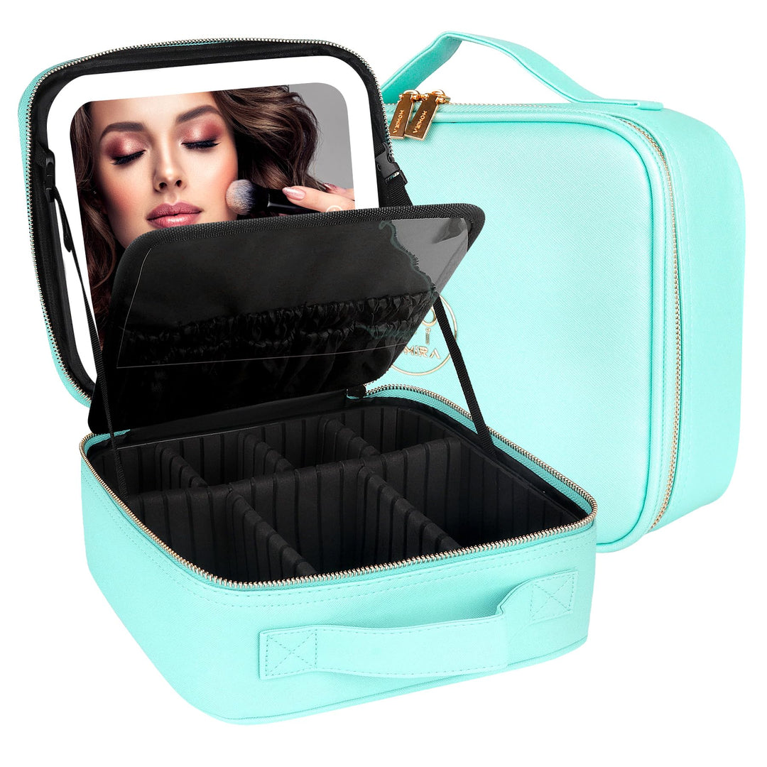 MOMIRA Reise-Make-up-Tasche Kosmetiktasche mit beleuchtetem Spiegel, Einstellbarer Helligkeit in 3 F