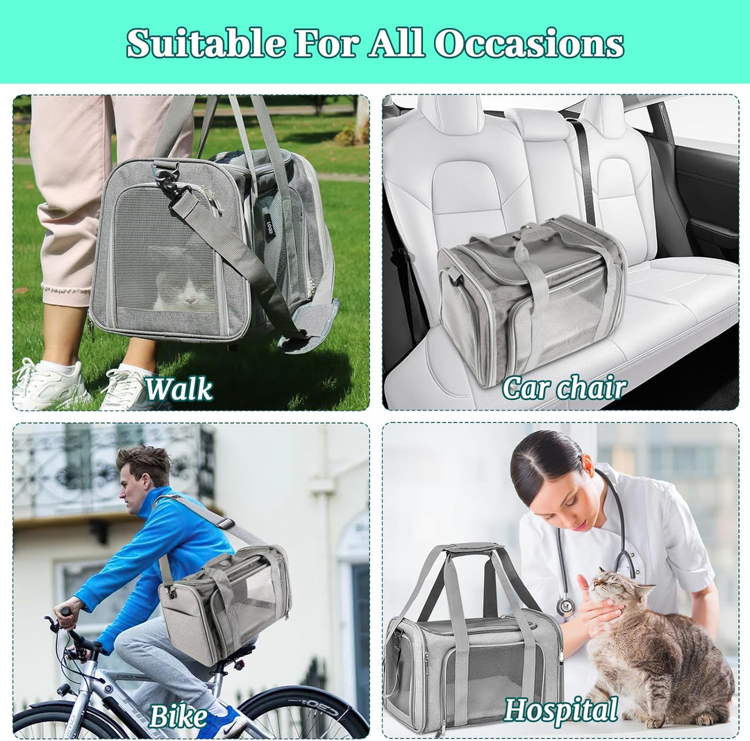 Sprifityy 45x30x30 cm Katzentransporttasche Haustiertasche, Katzen Tragetasche Faltbar und Atmungsak