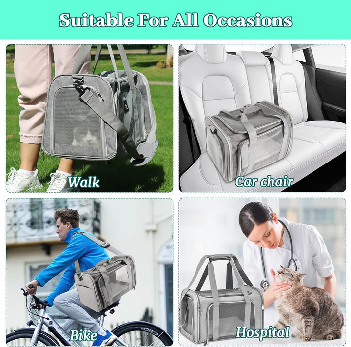 Sprifityy 45x30x30 cm Katzentransporttasche Haustiertasche, Katzen Tragetasche Faltbar und Atmungsak