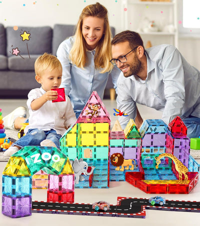 COOLJOYA Magnetische Bausteine 65 Teile | Magnetspielzeug Magnet Bausteine Strassendeckel Set für Ki