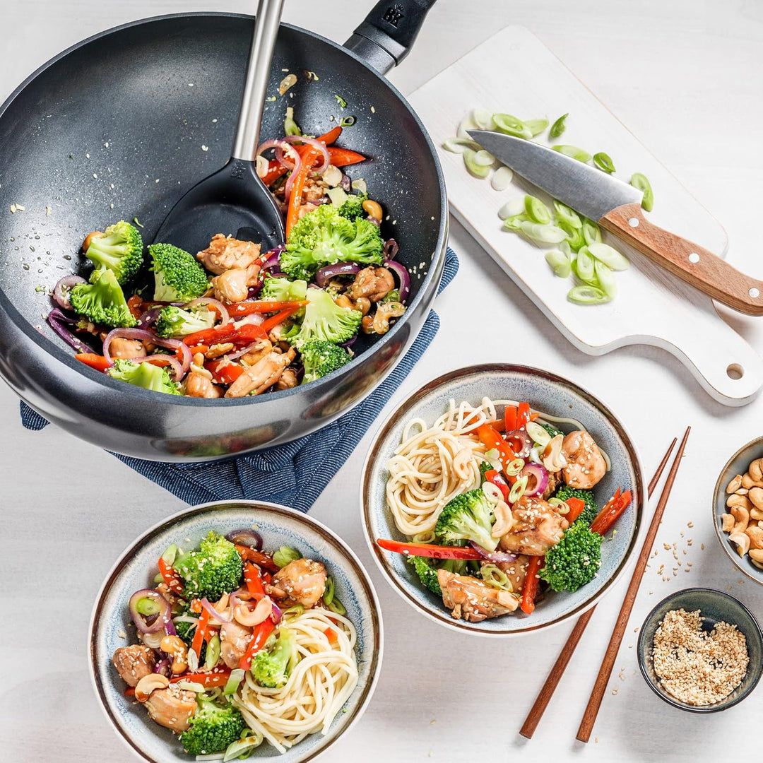 BK Wokarang Gesunder induktionsgeeigneter 30-cm-Keramik-Wok mit Edelstahlgriff, backofen- und grillf