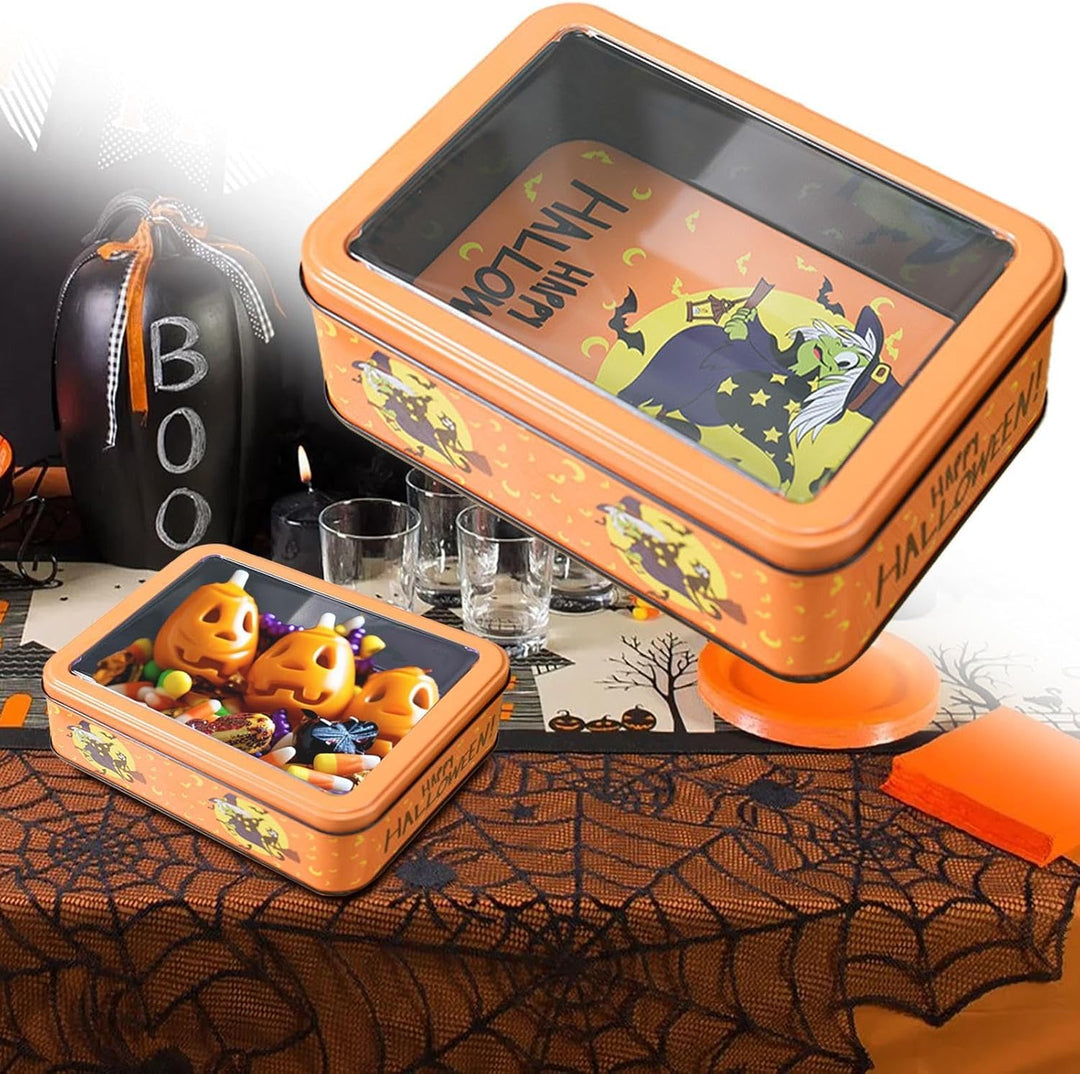 Halloween Party Snack Boxen Metallbehälter mit Deckel und Verschluss | Plätzchenboxen für Halloween-