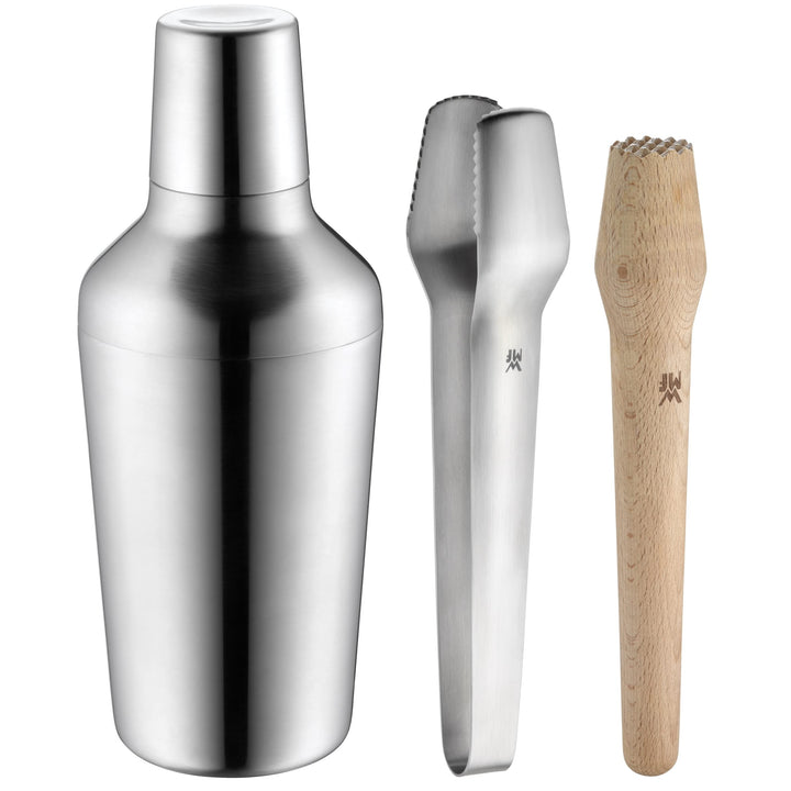 WMF Matroschka Cocktail Set 5-teilig Bar-Set mit Shaker 700ml, Barmass, Cocktail Sieb, Eiszange und