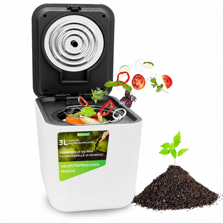 Nutrichef Elektrischer Komposter, 3L- Biomülleimer Küche, Komposteimer- Für Organisches Material & L