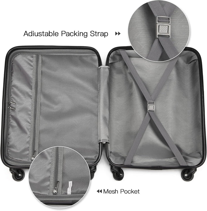 KONO Handgepäck Koffer Klein Reisekoffer mit Rollen und TSA Schloss, Koffer Trolley Handgepäck Flugz