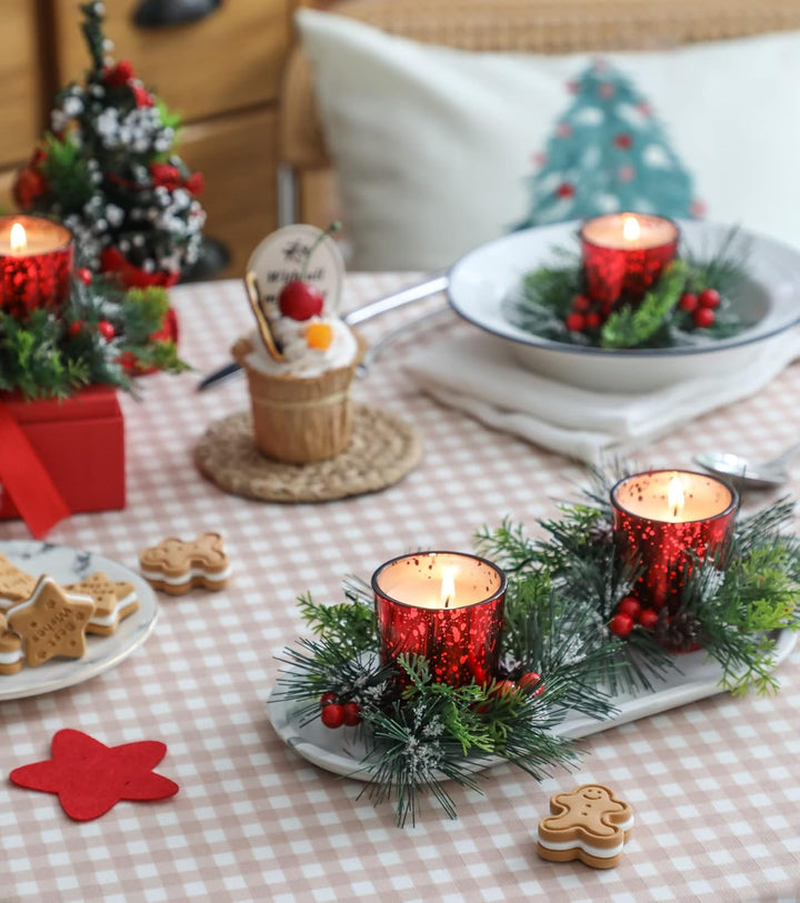 FUND AMLIGHT Weihnachten Teelichthalter Votivkerzenhalter für Tischdekoration 4-teilig, Adventskranz