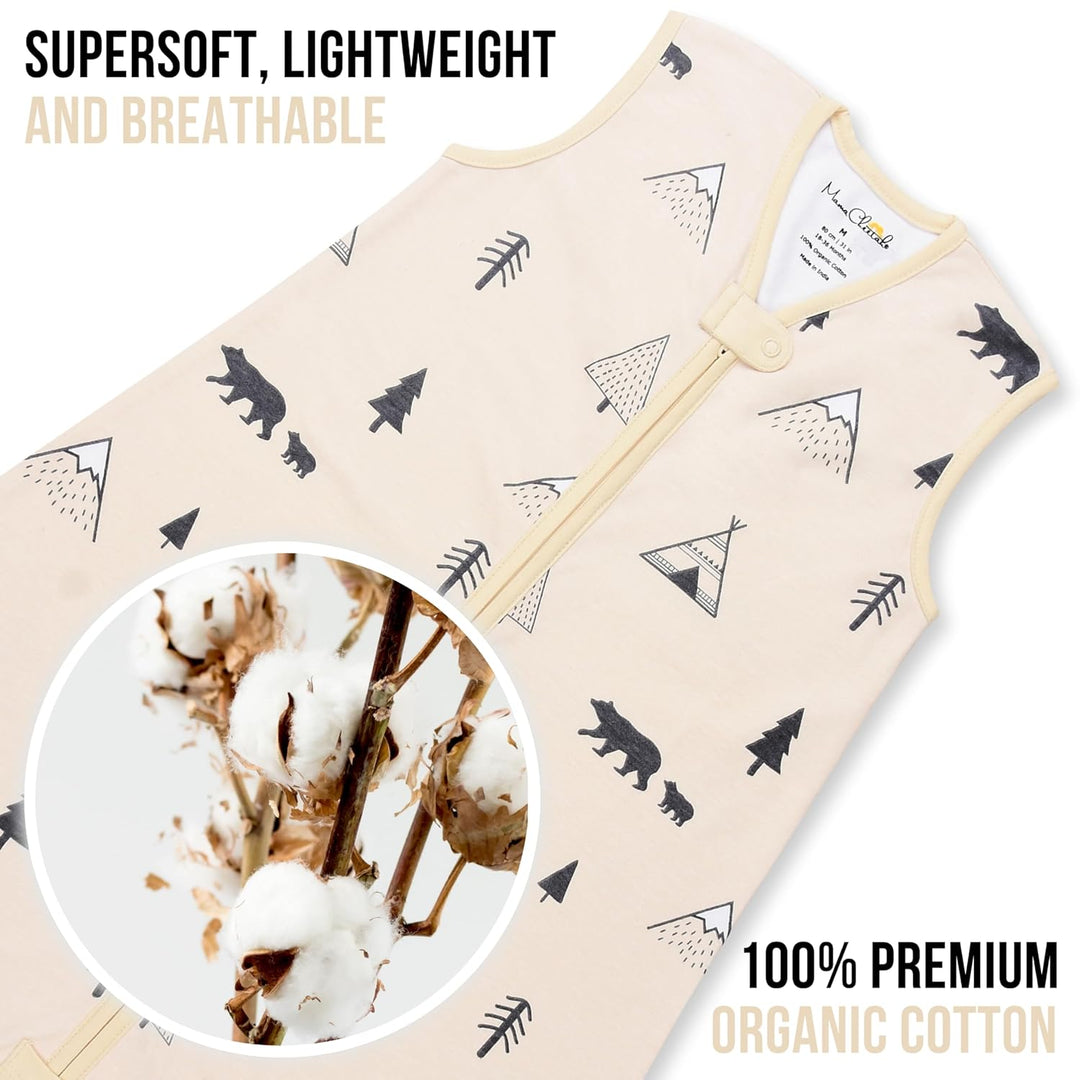 Mama Cheetah Kleinkind Schlafsack mit Füssen 3T-4T, 0,5 TOG Bio-Baumwolle Baby Wearable Decken mit B