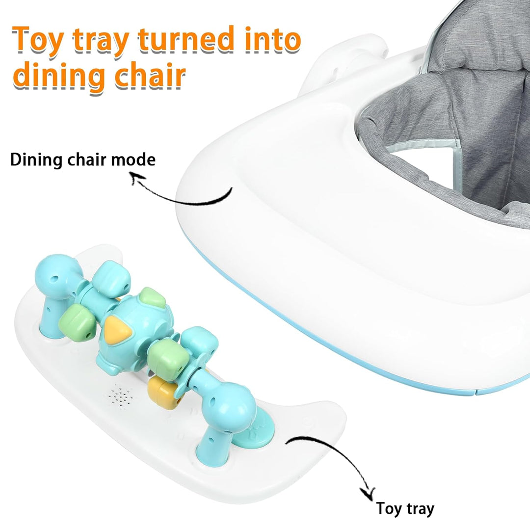 Lauflernhilfe 4 in 1, Drehspiess mit Tablett für musikalische Aktivitäten, für Babys, mit interaktiv