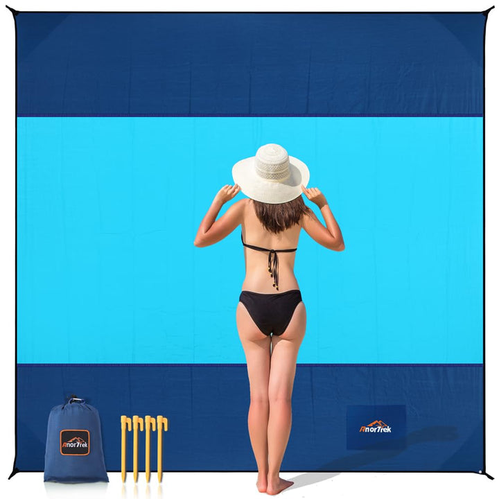 Sandfreie Stranddecke XL 200x200cm - Ultraleicht, Schnelltrocknend & Spritzwassergeschützt, Mehrzwec