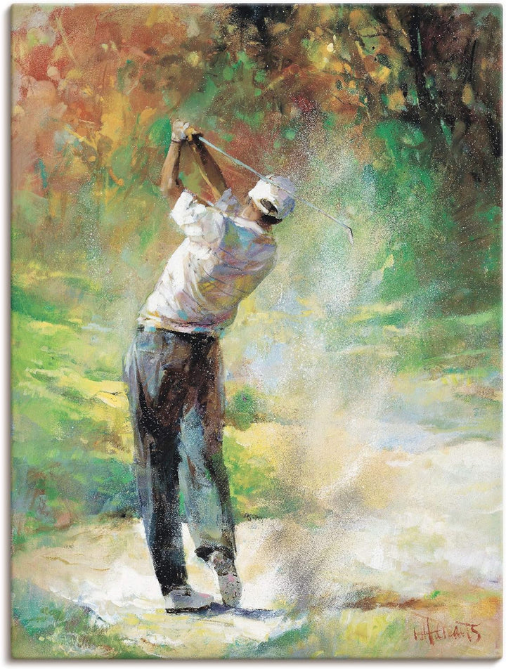 ARTland Leinwandbilder Wandbild Bild auf Leinwand 45x60 cm Wanddeko Golf Landschaft Golfplatz Sport